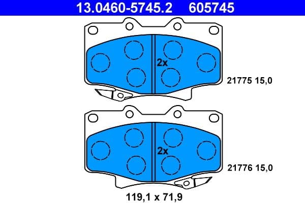 set placute frana,frana disc ATE 13.0460-5745.2