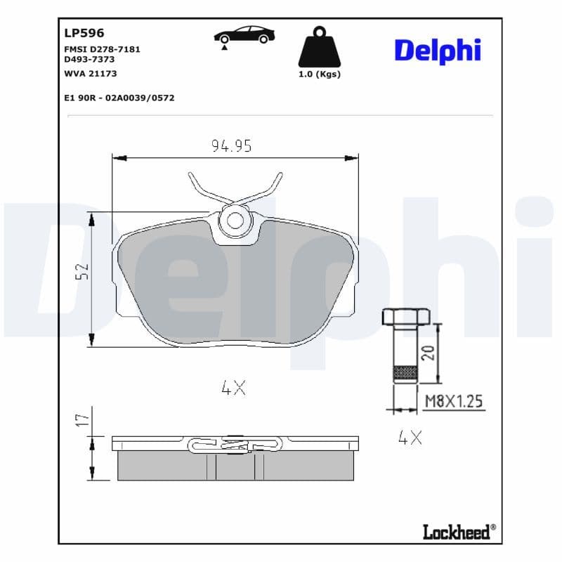 set placute frana,frana disc DELPHI LP596