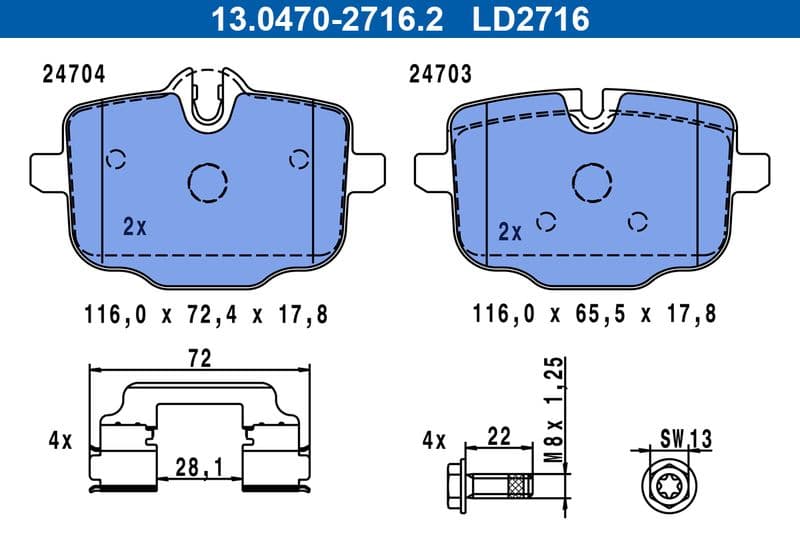 set placute frana,frana disc ATE Ceramic 13.0470-2716.2
