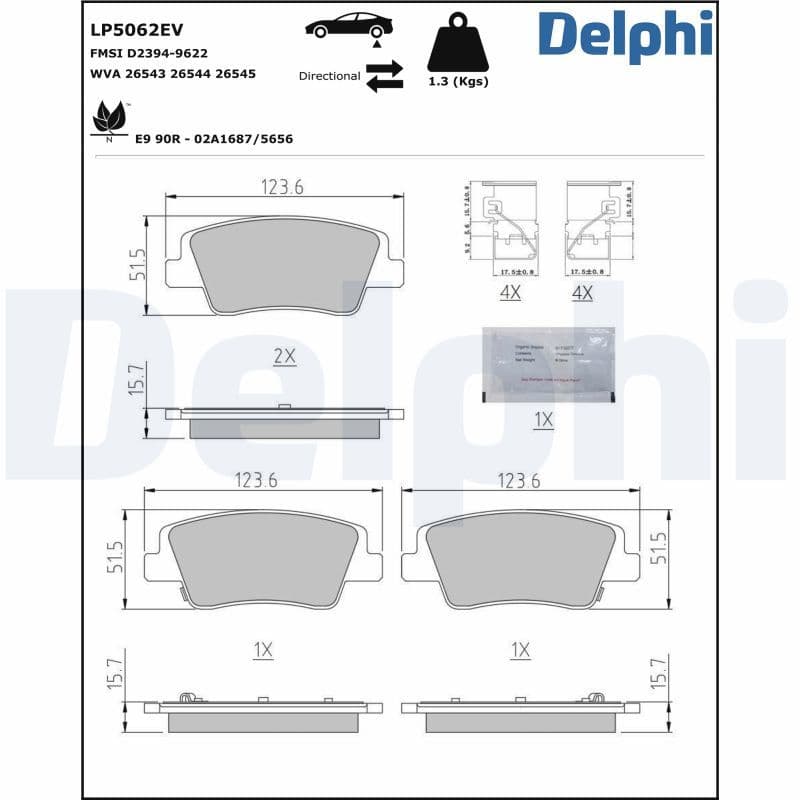 set placute frana,frana disc DELPHI LP5062EV