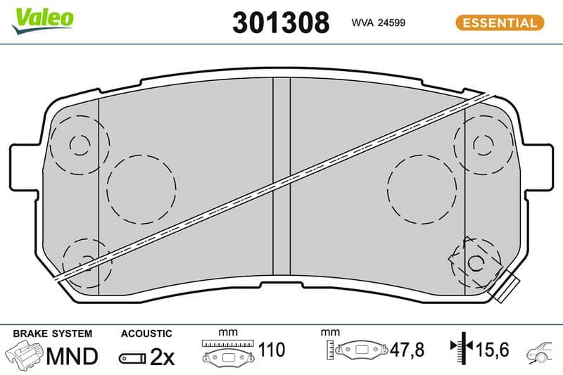 set placute frana,frana disc VALEO ESSENTIAL 301308