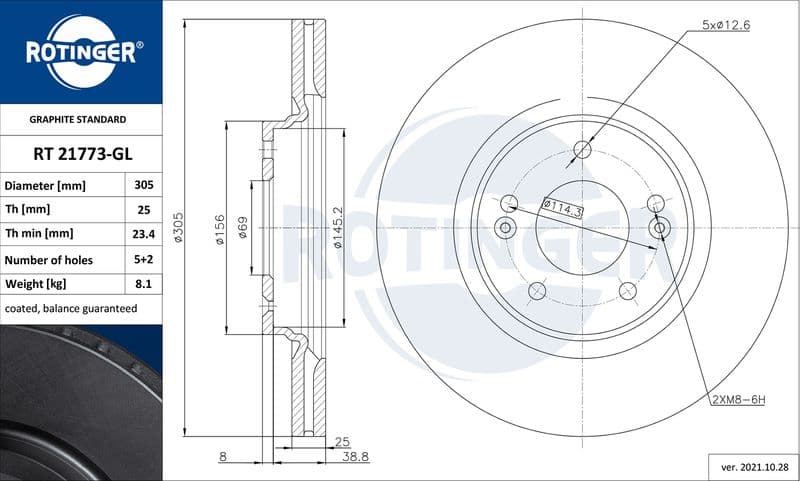 Disc frana ROTINGER GRAPHITE LINE RT 21773-GL