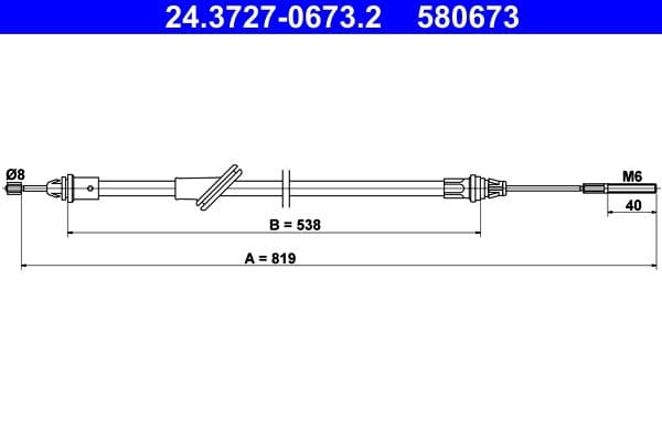 Cablu, frana de parcare ATE 24.3727-0673.2