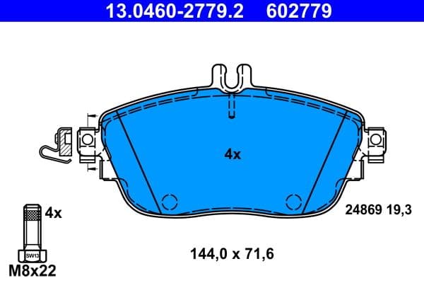 set placute frana,frana disc ATE 13.0460-2779.2
