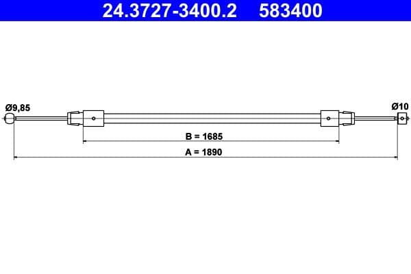 Cablu, frana de parcare ATE 24.3727-3400.2