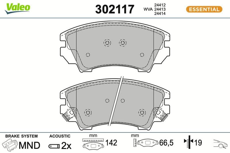 set placute frana,frana disc VALEO ESSENTIAL 302117