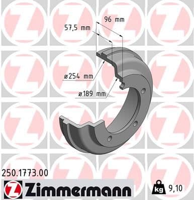 Tambur frana ZIMMERMANN 250.1773.00