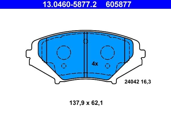 set placute frana,frana disc ATE 13.0460-5877.2