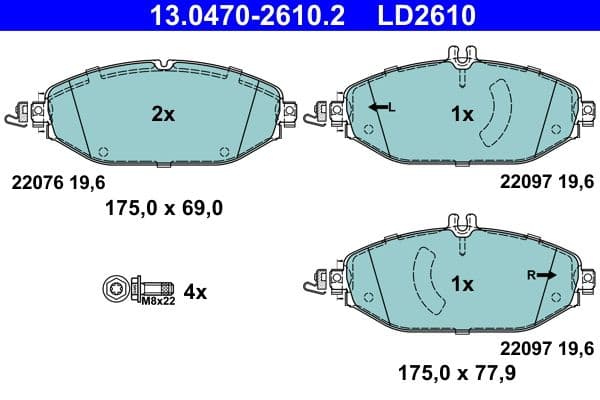 set placute frana,frana disc ATE Ceramic 13.0470-2610.2