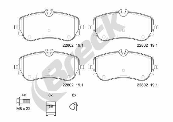 set placute frana,frana disc BRECK 22802 00 703 00