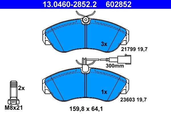 set placute frana,frana disc ATE 13.0460-2852.2