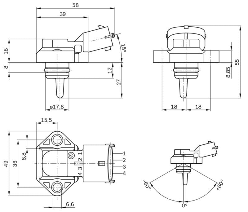 senzor,presiune supraalimentare BOSCH 0 281 002 316