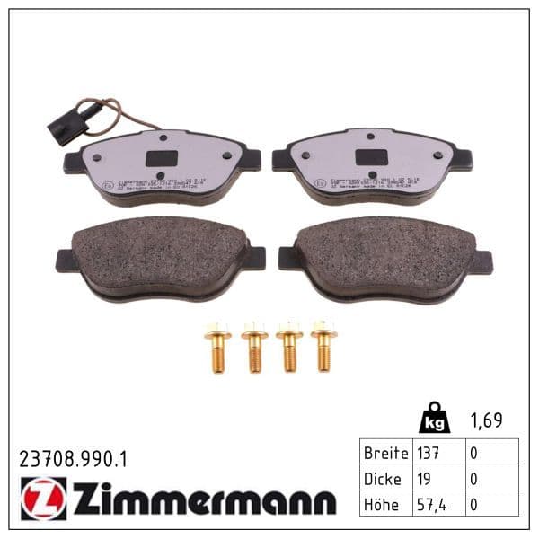 set placute frana,frana disc ZIMMERMANN rd:z 23708.990.1
