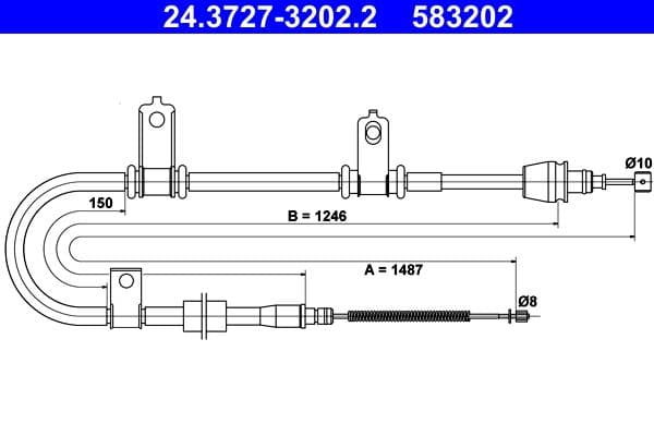 Cablu, frana de parcare ATE 24.3727-3202.2