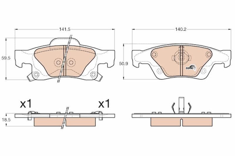 set placute frana,frana disc TRW COTEC GDB4448