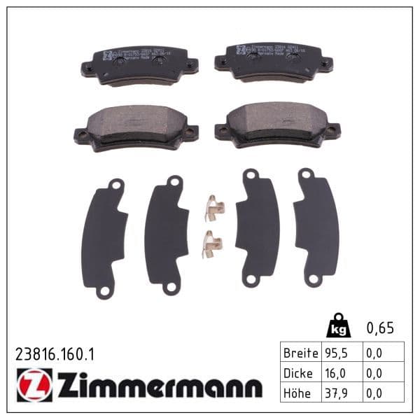 set placute frana,frana disc ZIMMERMANN 23816.160.1