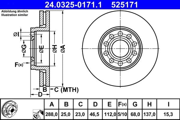 Disc frana ATE PowerDisc 24.0325-0171.1