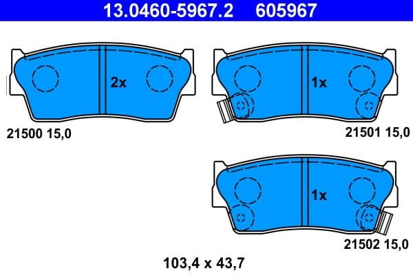set placute frana,frana disc ATE 13.0460-5967.2