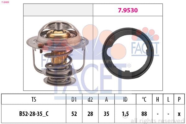 termostat,lichid racire FACET Made in Italy - OE Equivalent 7.8489
