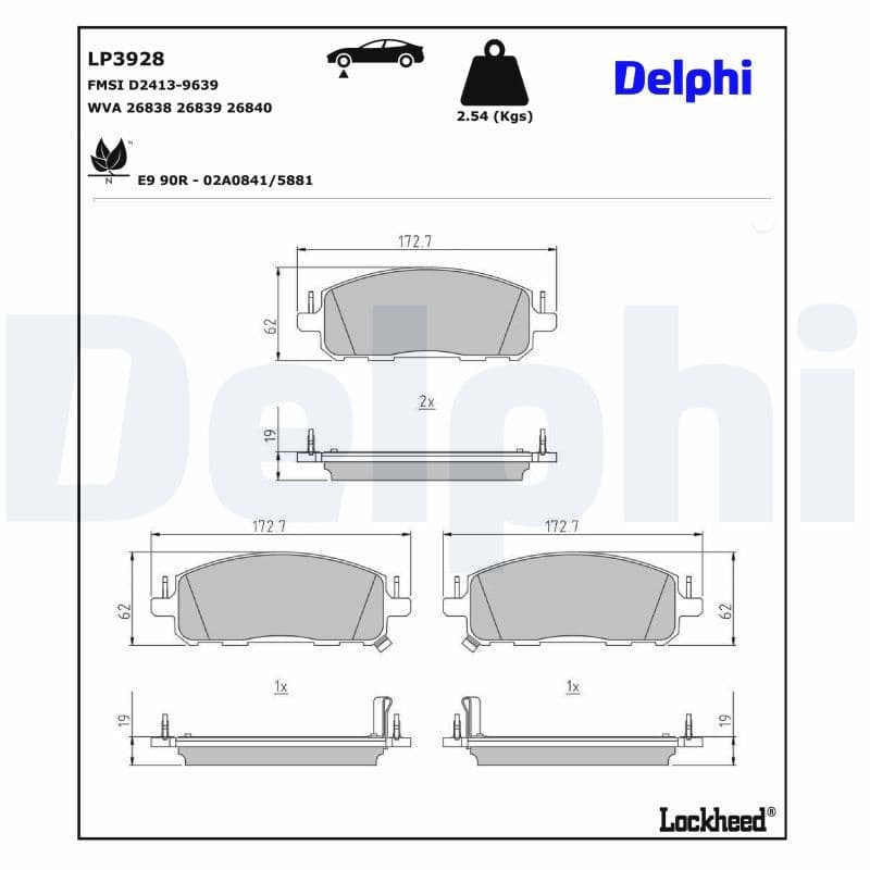 set placute frana,frana disc DELPHI LP3928
