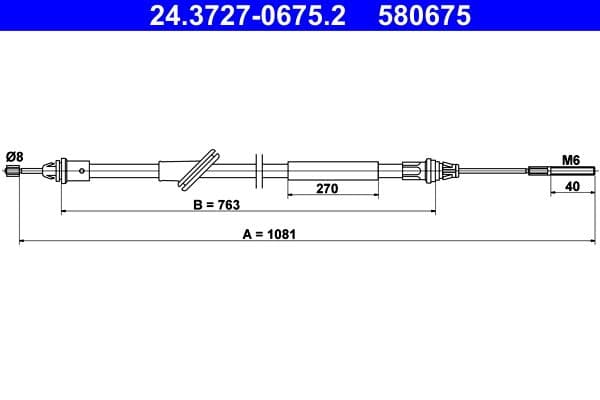Cablu, frana de parcare ATE 24.3727-0675.2