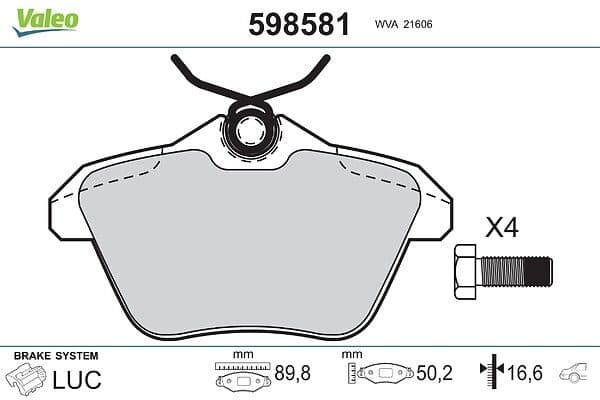set placute frana,frana disc VALEO 598581