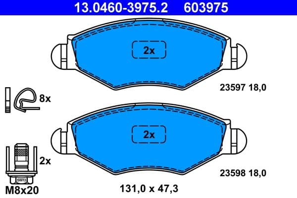 set placute frana,frana disc ATE 13.0460-3975.2