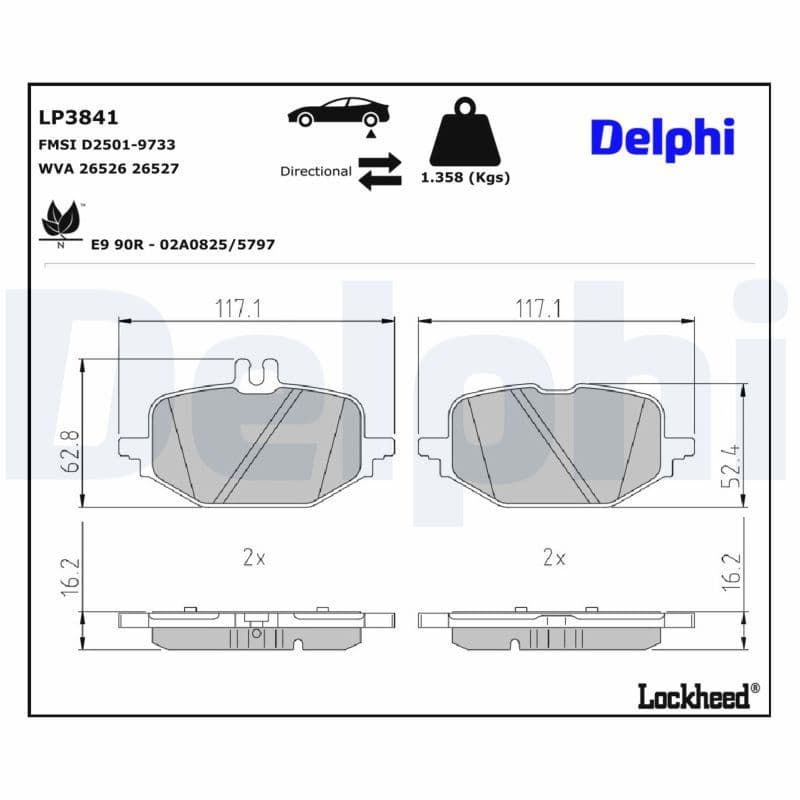 set placute frana,frana disc DELPHI LP3841