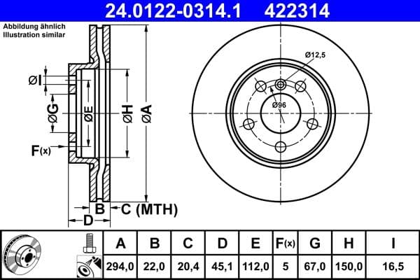 Disc frana ATE 24.0122-0314.1