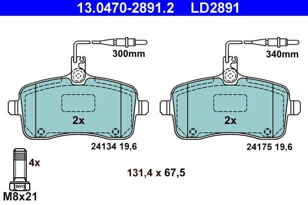 set placute frana,frana disc ATE Ceramic 13.0470-2891.2