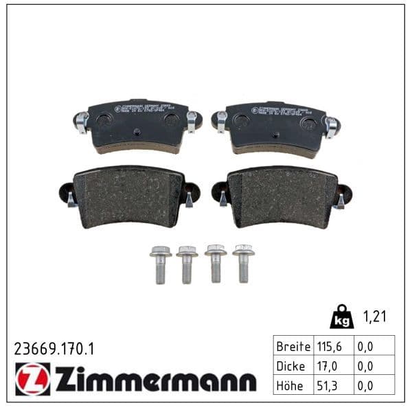 set placute frana,frana disc ZIMMERMANN 23669.170.1