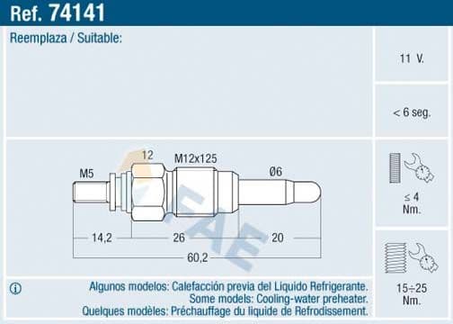Bujie incandescenta FAE 74141