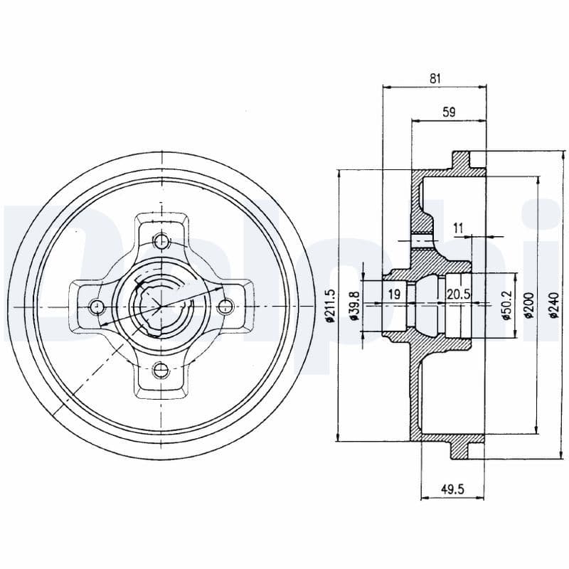 Tambur frana DELPHI BF310