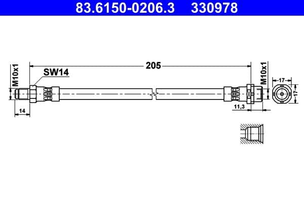 Furtun frana ATE 83.6150-0206.3