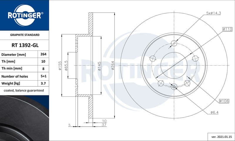 Disc frana ROTINGER GRAPHITE LINE RT 1392-GL