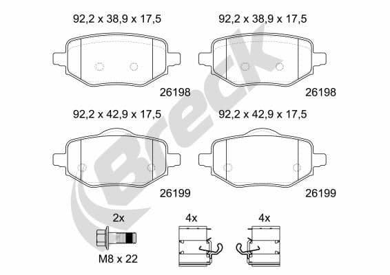 set placute frana,frana disc BRECK 26198 00 704 00