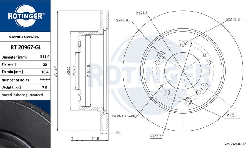 Disc frana ROTINGER GRAPHITE LINE RT 20967-GL