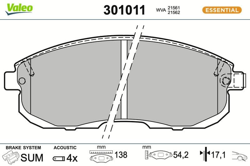 set placute frana,frana disc VALEO ESSENTIAL 301011