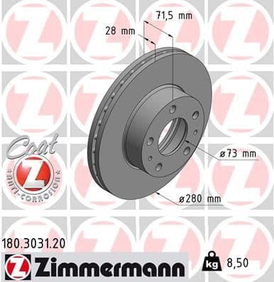 Disc frana ZIMMERMANN COAT Z 180.3031.20