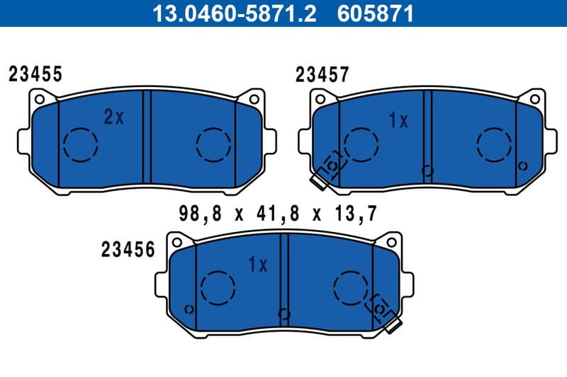 set placute frana,frana disc ATE 13.0460-5871.2