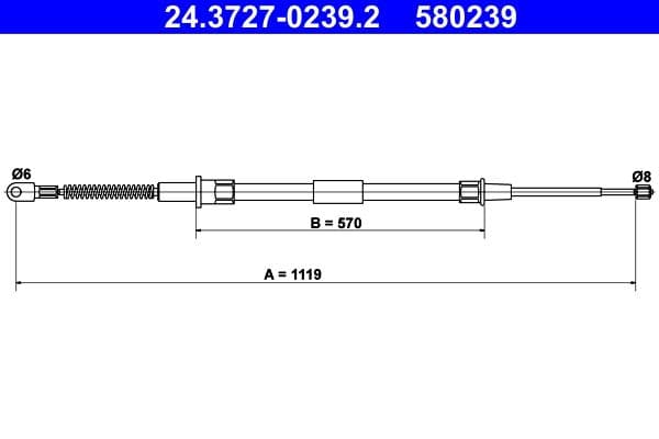 Cablu, frana de parcare ATE 24.3727-0239.2