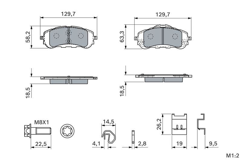 set placute frana,frana disc BOSCH 0 986 460 253