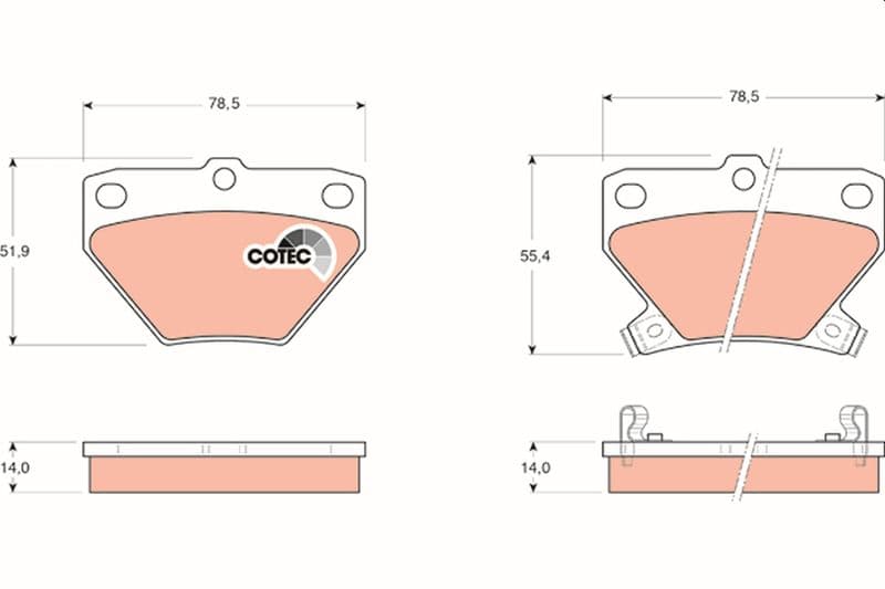 set placute frana,frana disc TRW COTEC GDB3243