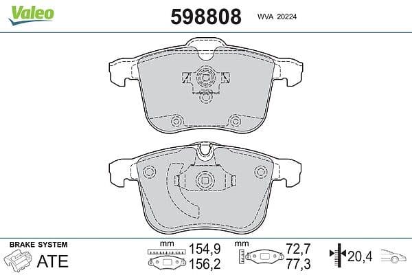 set placute frana,frana disc VALEO 598808
