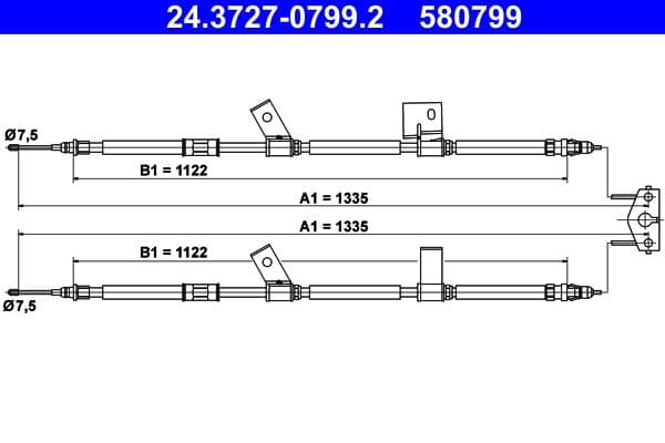 Cablu, frana de parcare ATE 24.3727-0799.2