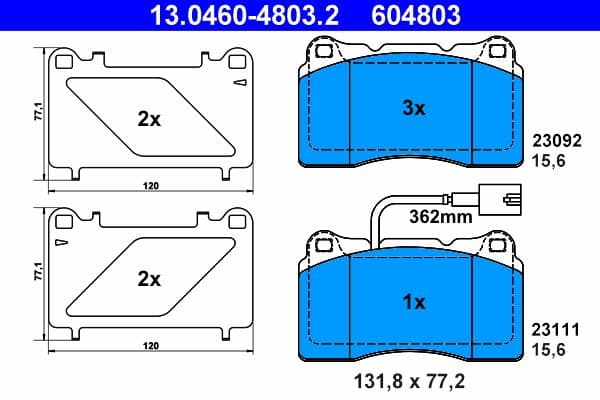 set placute frana,frana disc ATE 13.0460-4803.2