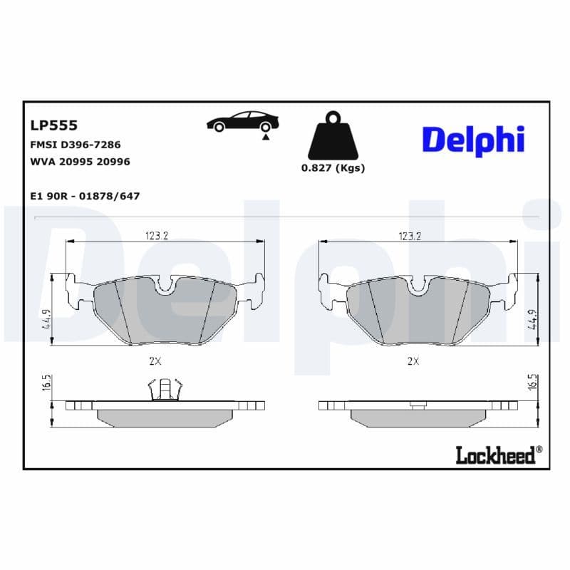 set placute frana,frana disc DELPHI LP555