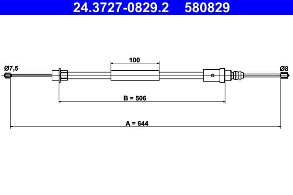 Cablu, frana de parcare ATE 24.3727-0829.2