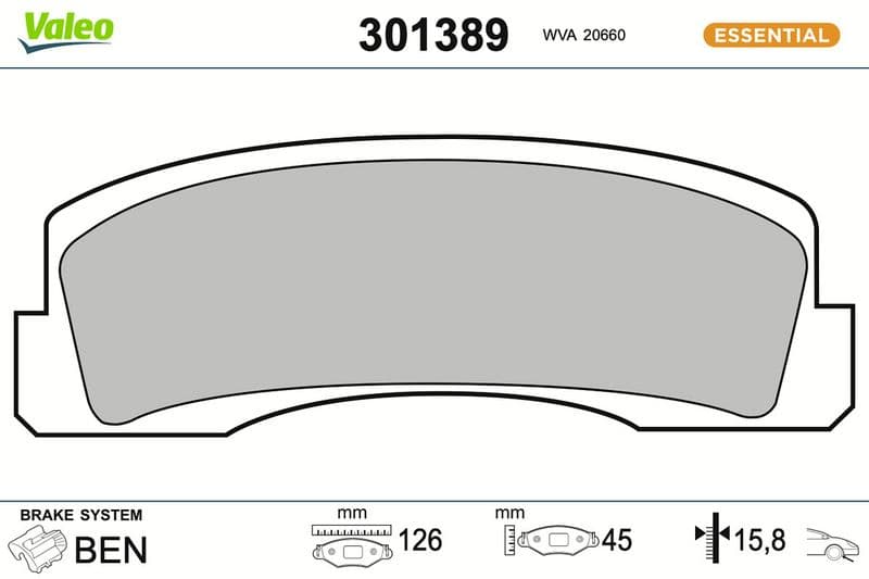 set placute frana,frana disc VALEO ESSENTIAL 301389