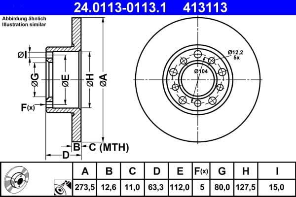 Disc frana ATE 24.0113-0113.1